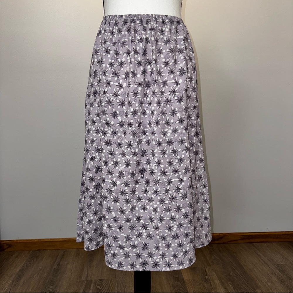 Vintage Fairycore Cottagecore Periwinkle Purple Floral Midi Skirt Rena Rowan